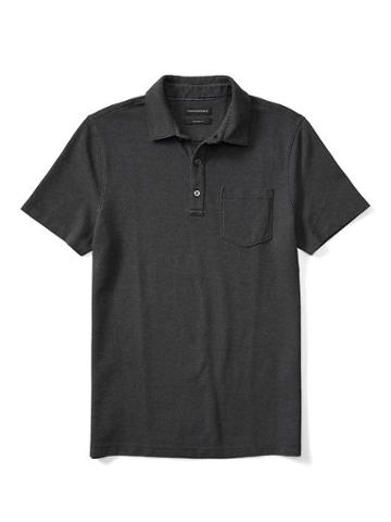 Banana Republic Mens Solid Pique Polo - Black