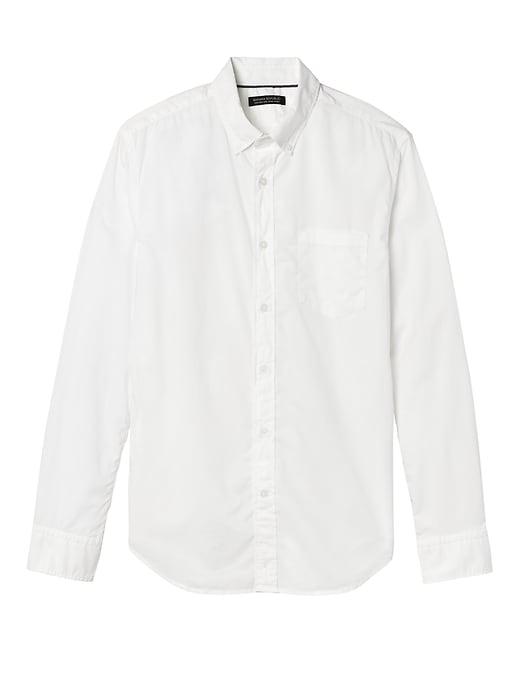 Banana Republic Mens Grant Slim-fit Custom-wash Solid Shirt White Size Xl