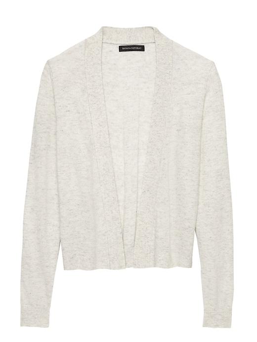 Banana Republic Womens Cropped Cardigan Sweater Heather Light Gray Size S