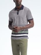 Banana Republic Slim Pique Variegated Stripe Polo - Navy