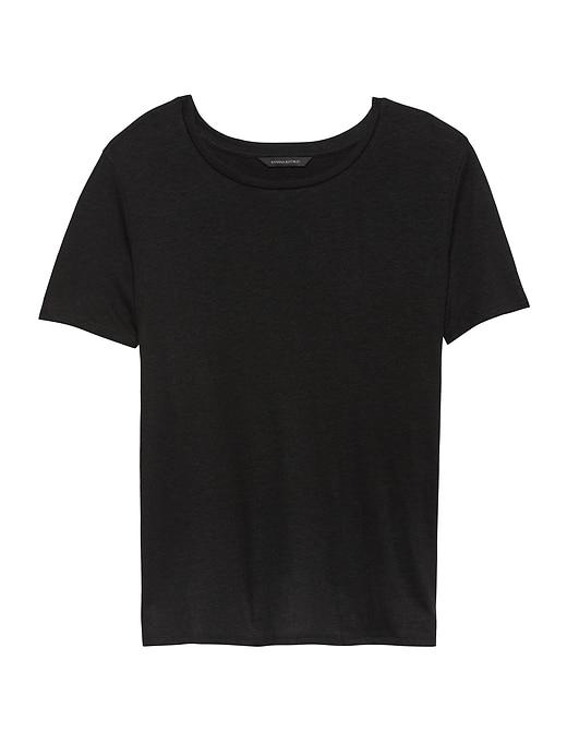 Banana Republic Womens Linen Blend Cross-back T-shirt Black Size M