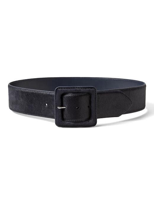 Banana Republic Haircalf Leather Covered Buckle Waist Belt - Indigo