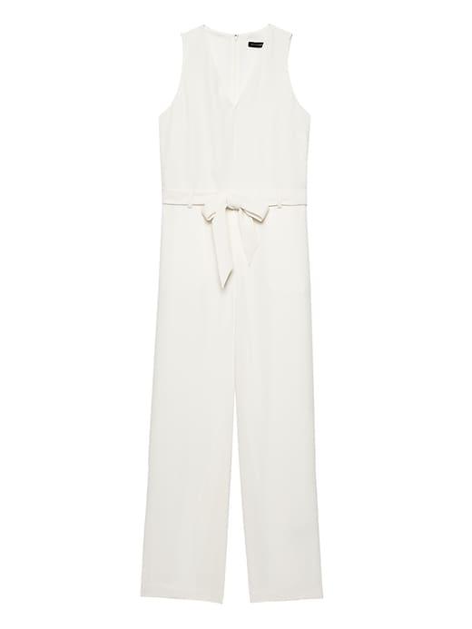 Banana Republic Womens V-neck Jumpsuit White Size 4