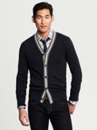 Banana Republic Mens Mixed Gauge Cardigan True Navy Size Xs