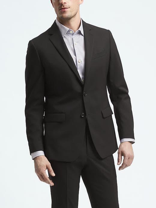Banana Republic Mens Slim Solid Wool Suit Jacket - Black