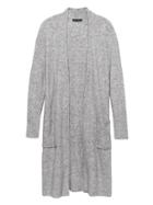 Banana Republic Womens Plush Wool Blend Duster Cardigan Sweater Medium Heather Gray Size Xxs