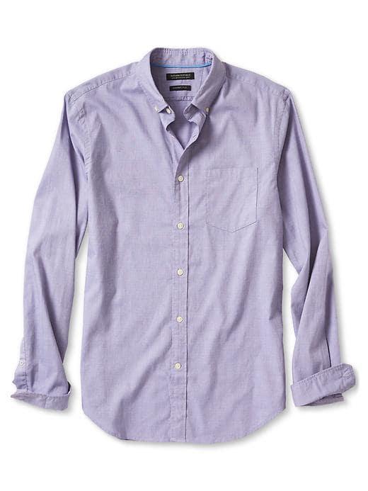 Banana Republic Mens Grant-fit Solid Custom Wash Shirt Purple Size L