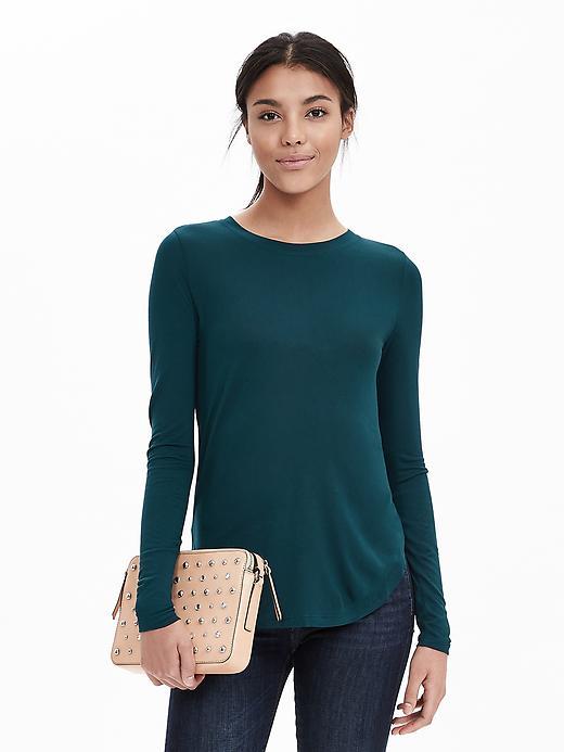 Banana Republic Womens Modal Crew Tee Size L - Teal Shadow