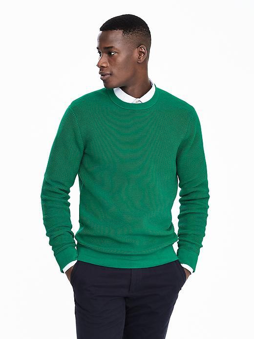 Banana Republic Mens Long Sleeve Cotton Crew Tee Size M Tall - Emerald Cove