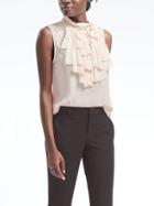 Banana Republic Womens Tie Neck Ruffle Shell - White