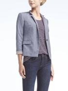 Banana Republic Crosshatch Stand Collar Blazer - Blue Crosshatch