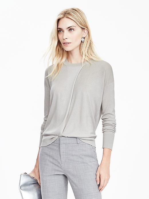 Banana Republic Silk Cashmere Drapey Front Pullover Size L - Gray Sky