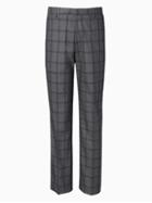 Banana Republic Mens Slim Plaid Non-iron Stretch Plaid Pant Charcoal Size 33w