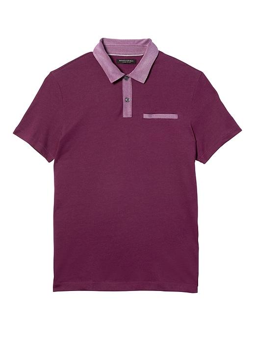 Banana Republic Mens Luxury Touch Contrast Collar Polo - Plum Pie