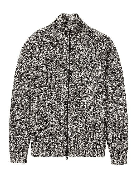 Banana Republic Mens Italian Cotton Blend Full-zip Sweater Jacket Black Size M