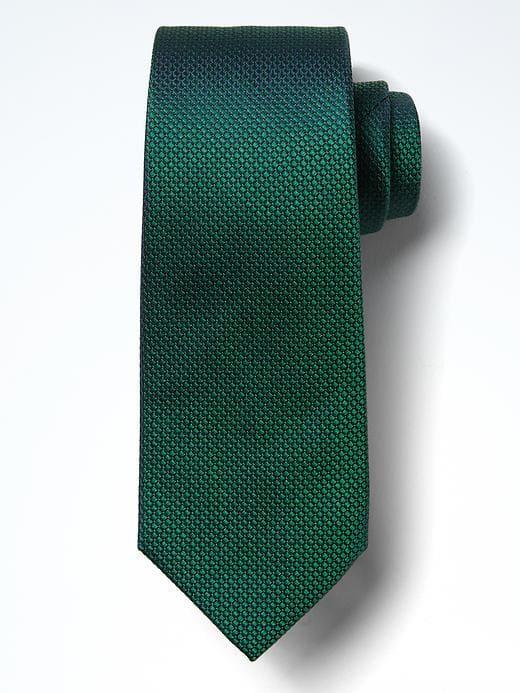 Banana Republic Mens Textured Grid Silk Nanotex Tie - Iguana Green