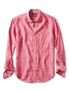 Banana Republic Mens Camden Fit Linen Shirt Size L Tall - New Vermillion