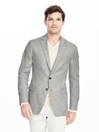 Banana Republic Mens Modern Slim Houndstooth Linen Suit Jacket Size 36 Regular - Gray Sky