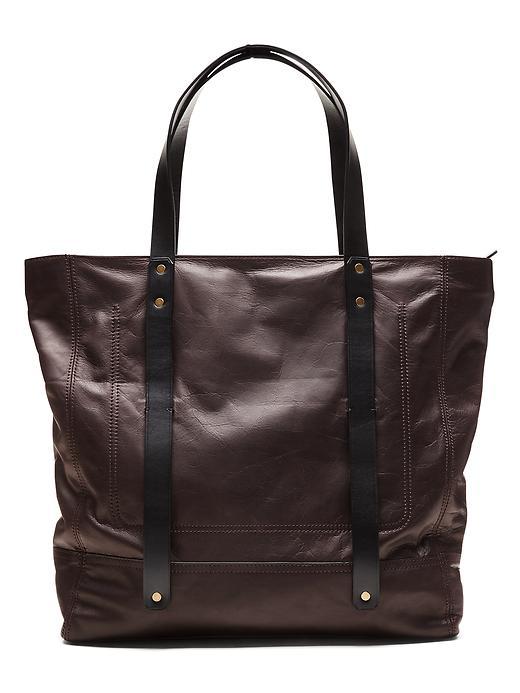 Banana Republic Mens Italian Leather Tote Size One Size - Deep Mahogany