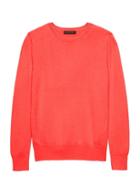 Banana Republic Womens Petite Cashmere Crew Sweater Neon Coral Volt Size L