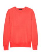 Banana Republic Womens Petite Cashmere Crew Sweater Neon Coral Volt Size L