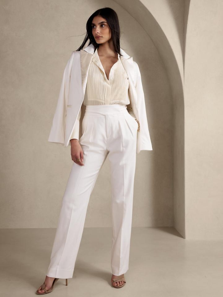Petite Silk Tuxedo Shirt