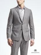 Banana Republic Slim Monogram Gray Stripe Wool Blend Suit Jacket - Gray