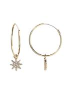 Banana Republic Womens Pave Starburst Hoop Earring Gold Size One Size
