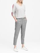Banana Republic Womens Hayden Tapered-fit Pull-on Plaid Pant Plaid Size Xxs
