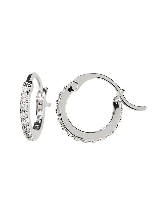 Banana Republic Womens Pave Mini Hoop Earring Silver Size One Size