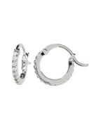 Banana Republic Womens Pave Mini Hoop Earring Silver Size One Size