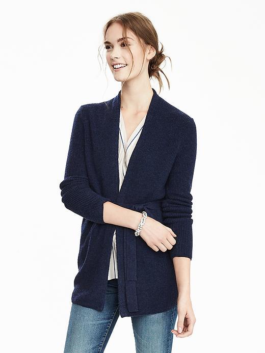Banana Republic Womens Belted Long Cardigan Size L - Indigo