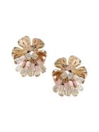 Banana Republic Womens Budding Floral Beaded Stud Earring Gold Size One Size