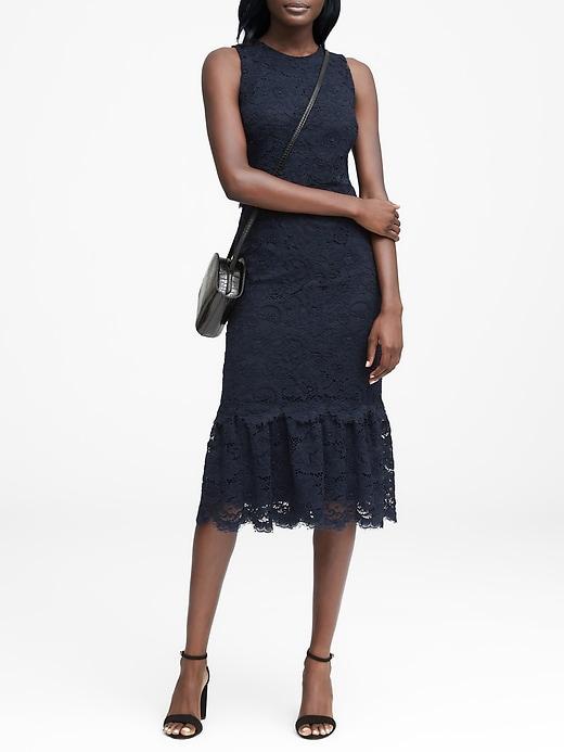 Banana Republic Womens Lace Midi Dress Navy Size 10