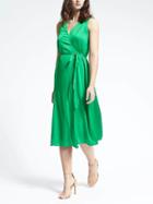 Banana Republic Womens Sleeveless Vee Neck Wrap Dress - Green