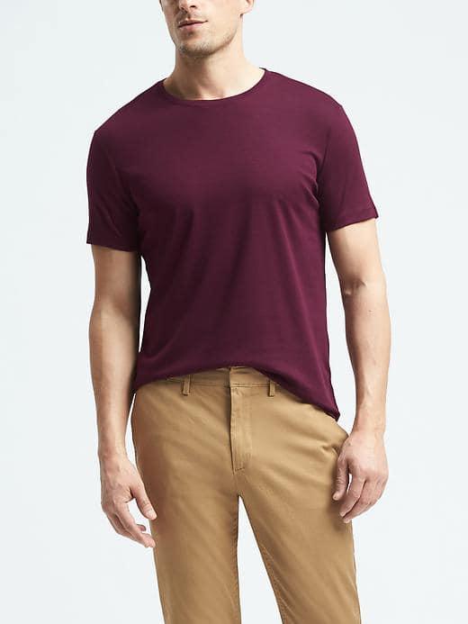 Banana Republic Mens Luxury Touch Crew Tee - Secret Plum