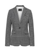 Banana Republic Womens Petite Long And Lean-fit Bi-stretch Gingham Blazer Black Print Size 2