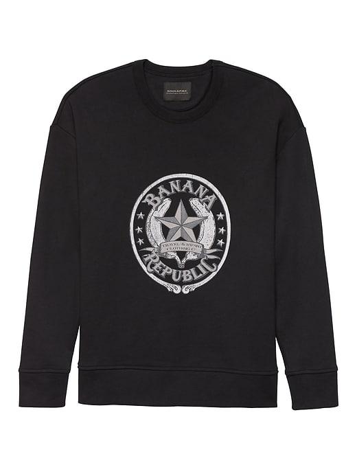 Banana Republic Mens Japan Online Exclusive French Terry Star Logo Sweatshirt Black Size S