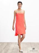 Banana Republic Womens Monogram Coral Strapless Dress Size 0 - Neon Coral Volt