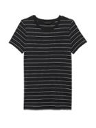 Banana Republic Womens Petite Stretch-modal Side-slit Tunic T-shirt Shadow Stripe Size L