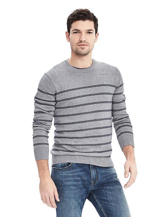 Banana Republic Mens Birdseye Pima Cotton Cashmere Pullover - Sidewalk Gray