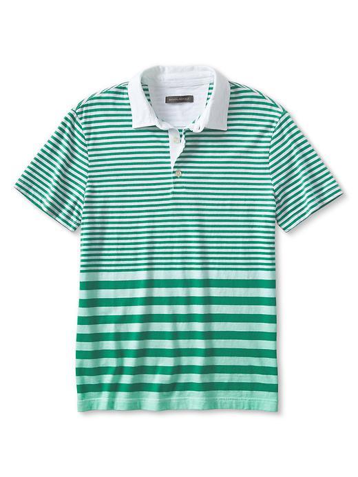 Banana Republic Mens Slim Stripe Dip Dye Polo Size L Tall - Green
