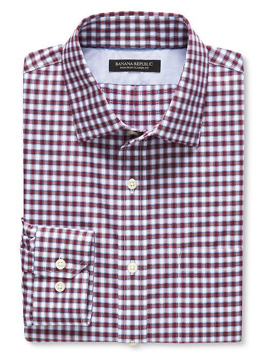 Banana Republic Mens Classic Fit Non Iron Dobby Gingham Shirt Size L Tall - School Red