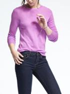 Banana Republic Womens Extra Fine Merino Wool Scallop Crew Pullover - Lilac