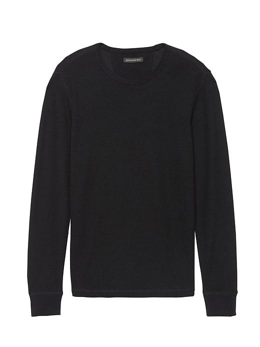 Banana Republic Mens Waffle-knit Cotton-modal Crew-neck T-shirt Black Size M