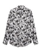 Banana Republic Womens Dillon Classic-fit Leaf Print Shirt Gray Print Size M