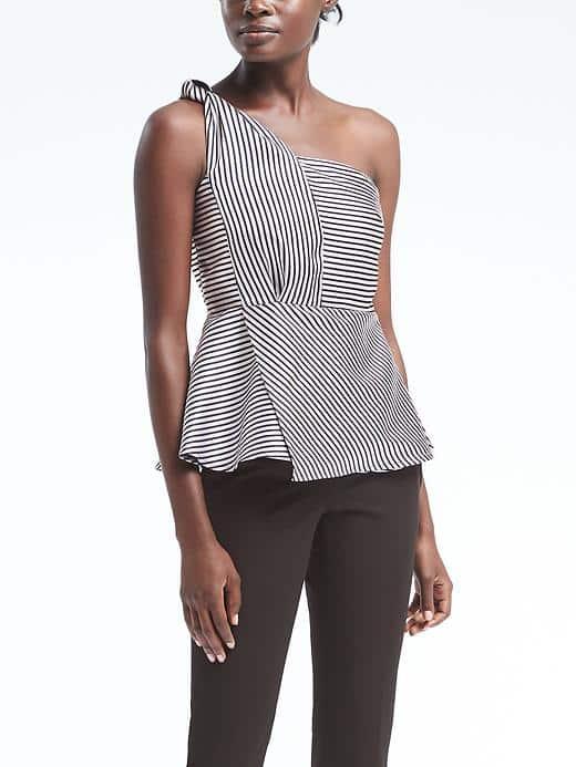 Banana Republic Womens One Shoulder Twist Top - Navy