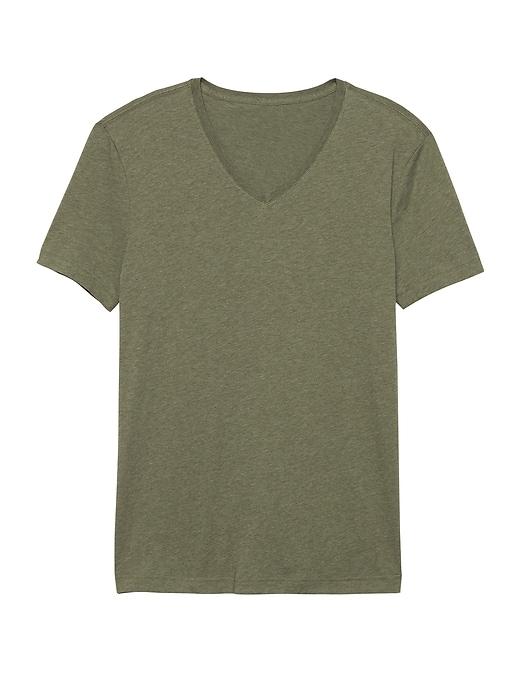 Banana Republic Mens Tech Cotton V-neck T-shirt Green Heather Size L