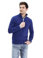 Banana Republic Mens Cotton Cashmere Half Zip Sweater Pullover Size L Tall - Blue Raven
