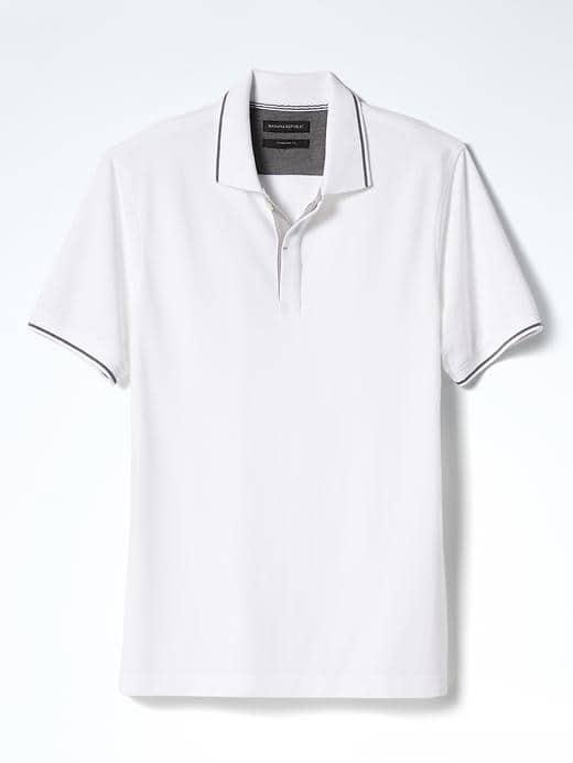 Banana Republic Mens Tipped Pique Polo - White